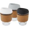 Lidan 360 ml borosilicate glass tumbler with cork grip and silicone lid
