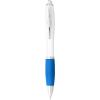 Nash ballpoint pen white barrel and coloured grip (blue ink)