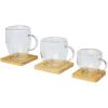 Manti 2-piece 350 ml double-wall glass cup with bamboo coaster