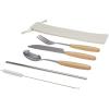 Root 5-piece stainless steel and beech wood cutlery set
