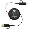 Alasia 5-in-1 100 cm recycled plastic and aluminium retractable data sync and 45W fast charge cable