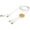Chechia 5-in-1 recycled plastic 150 cm data sync and 27W fast charge cable with bamboo details