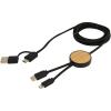 Chechia 5-in-1 recycled plastic 150 cm data sync and 27W fast charge cable with bamboo details