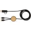 Chechia 5-in-1 recycled plastic 150 cm data sync and 27W fast charge cable with bamboo details
