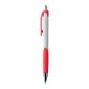 Plastic ball pen with rubber grip zone
