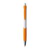 Plastic ball pen with rubber grip zone