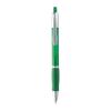 Frosted plastic ball pen with rubber grip zone