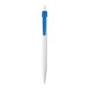 White plastic ball pen with coloured clip