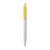 White plastic ball pen with coloured clip