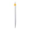 White plastic ball pen with coloured clip