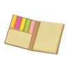 Sticky marker and sticky note book in a cork envel