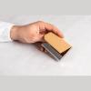 Metal business card holder with cork surface