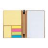 Notebook with pen and sticky notes
