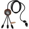 SCX.design C37 40W 5-in-1 rPET light-up logo charging cable with round wooden casing