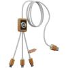SCX.design C39 3-in-1 rPET light-up logo charging cable with squared bamboo casing