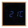 Desk clock with black display and blue LED display