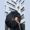 RPET stick umbrella with bamboo handle