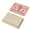 Playing cards in wooden box with dice