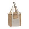 Jute cooler bag with long handles.