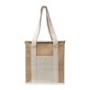 Jute cooler bag with long handles.