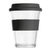 Glass mug with silicon sleeve and lid, 300 ml