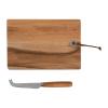 Wooden board with cheese knife