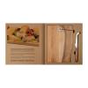 Wooden board with cheese knife
