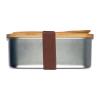 Spacious stainless steel lunchbox with bamboo lid