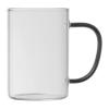 Glass mug with coloured handle