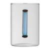 Glass mug with coloured handle