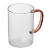 Glass mug with coloured handle