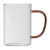 Glass mug with coloured handle