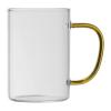 Glass mug with coloured handle