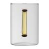 Glass mug with coloured handle