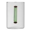 Glass mug with coloured handle