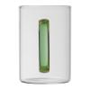 Glass mug with coloured handle