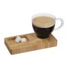 bamboo tray with spoon and glass mug
