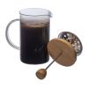 Glass coffee or tea maker with a bamboo lid