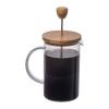 Glass coffee or tea maker with a bamboo lid