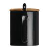 Ceramic mug with spoon and bamboo lid