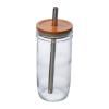 Glass mug with bamboo lid and straw, 650 ml