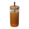 Glass mug with bamboo lid and straw, 650 ml