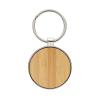 RCS recycled zinc alloy round keychain with bamboo