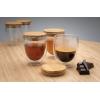 Double wall borosilicate glass with bamboo lid 250ml 2pc set