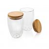 Double wall borosilicate glass with bamboo lid 350ml 2pc set