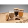 Double wall borosilicate glass with bamboo lid 350ml 2pc set