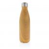 Vacuum insulated stainless steel bottle with wood print