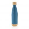 Vacuum stainless steel bottle with bamboo lid and bottom