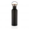 Modern stainless steel bottle with bamboo lid