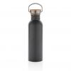 Modern stainless steel bottle with bamboo lid